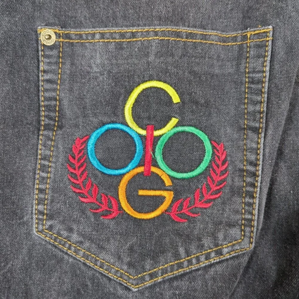 Coogi Jeans Mens 42x34 (Actual 40x32) Black Embroidered Baggy Hip Hop Y2K - Picture 4 of 11